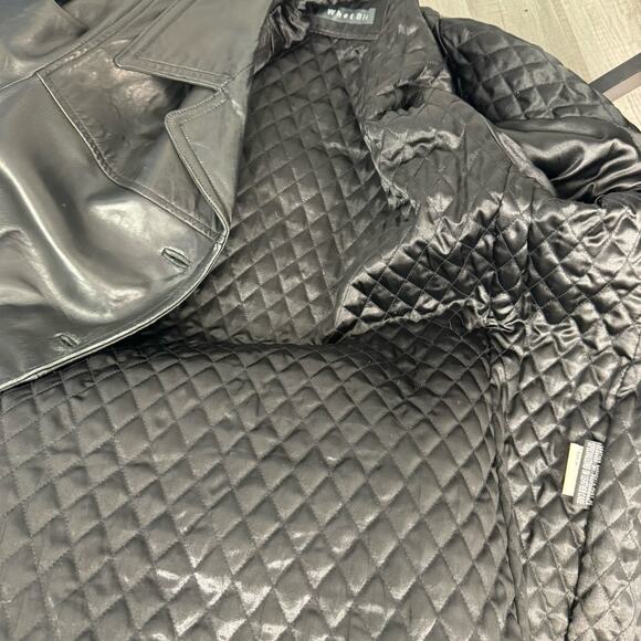 Vintage Leather Button Blazer Jacket Black Whet Blu Size XL - Picture 5 of 8